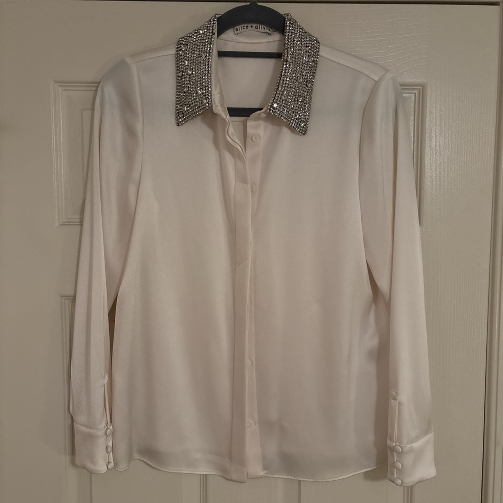 Rich & Royal ivory Blouse with Embellished Collar